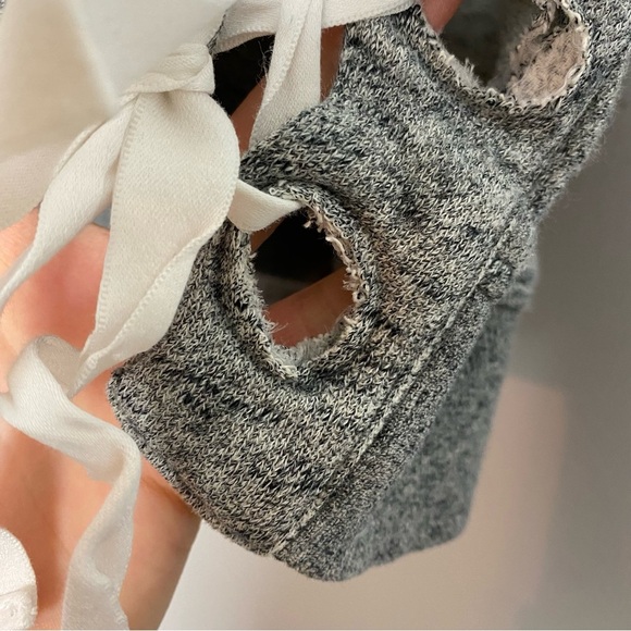 Derek Lam 10 Crosby Sweatshirt Womens Size Medium Large 12 Pullover Gray Lace Up - Picture 5 of 9